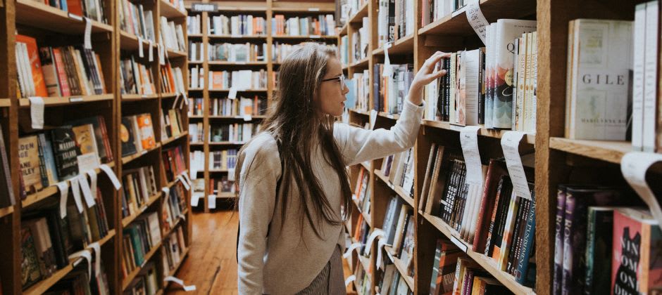 Girl in a library